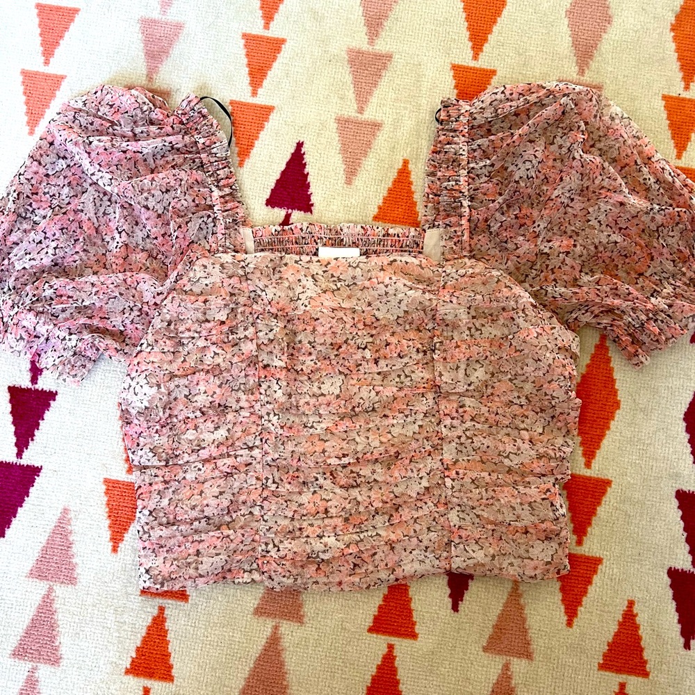NWT Mesh Floral Crop Top